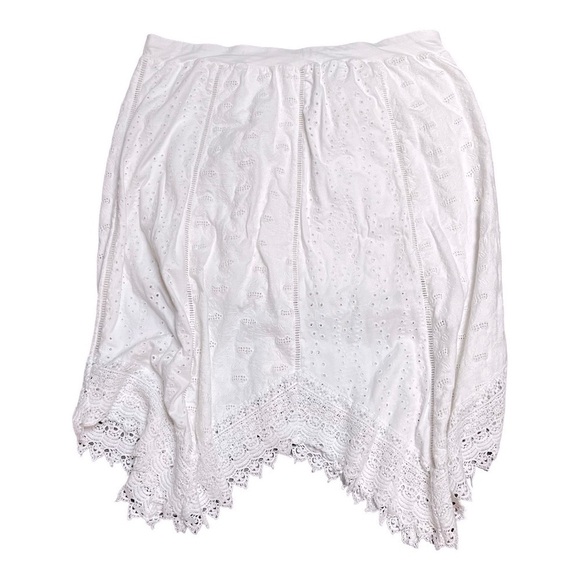 CHICOS White Lace Eyelet Lined Midi Skirt Asymmetrical Size 4 / XXL - Picture 1 of 12